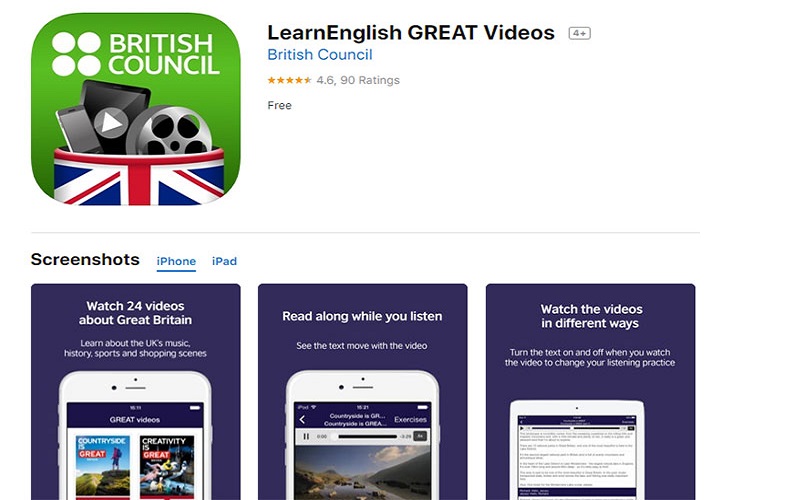 app LearnEnglish GREAT Videos